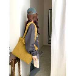 2026秋冬新款韓版毛絨軟糯單肩包腋下包大容量兩用通勤手提托特包