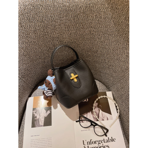 MYFSNH輕奢荔枝紋植鞣軟皮手提水桶包女斜後後背包高級感小衆腋下包包