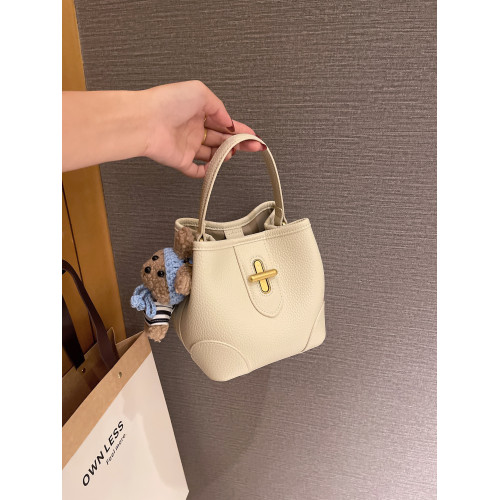 MYFSNH輕奢荔枝紋植鞣軟皮手提水桶包女斜後後背包高級感小衆腋下包包