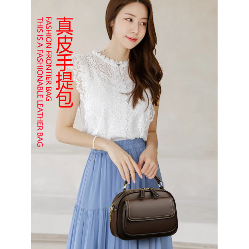袋鼠真皮女包斜後後背包女士2026新款包包手提小包包單肩包軟牛皮百搭