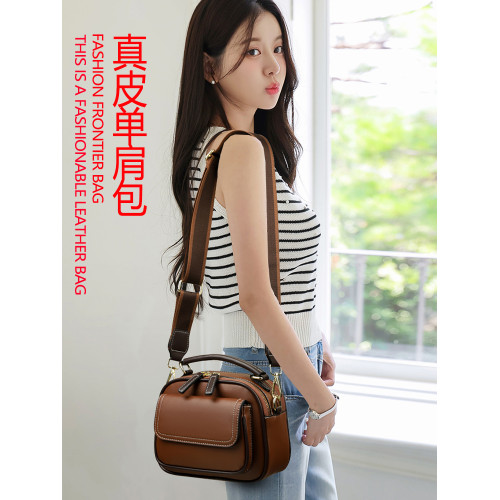 袋鼠真皮女包斜後後背包女士2026新款包包手提小包包單肩包軟牛皮百搭