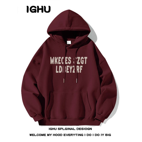 加肥大碼300斤重磅墨綠色連帽潮牌衛衣男女秋冬新款oversize外套