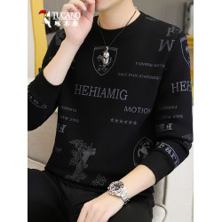 啄木鳥加絨加厚衛衣男士打底衫圓領秋冬季長袖t恤男裝體恤時尚潮T