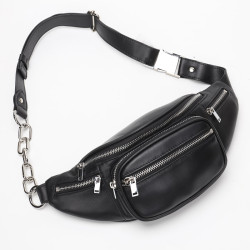 新款韓版真皮羊皮胸包鏈條斜背時尚休閒牛皮腰包女潮ins個性柔軟