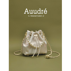 Auudre新中式國風珍珠手提水桶包包女式2026新款鏈條斜後後背包小拎包