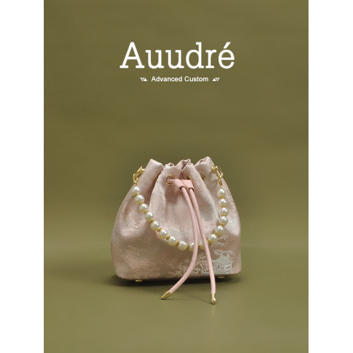 Auudre新中式國風珍珠手提水桶包包女式2026新款鏈條斜後後背包小拎包