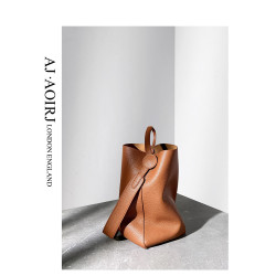 【英國AJ AOIRJ】小衆設計牛皮水桶包2025新款托特包單肩斜後後背包