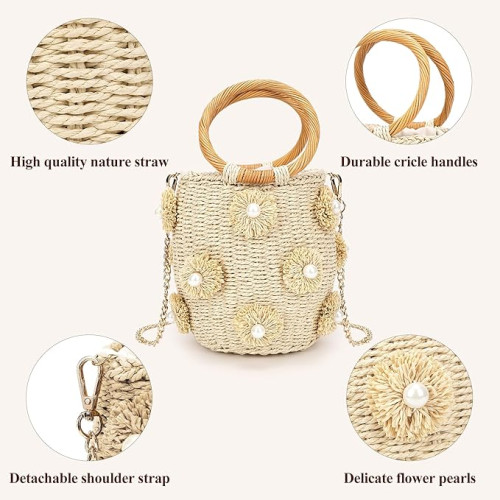 Handcrafted Woven Women's Handbag手工編織女士手提包草編籃式 Handcrafted Woven Women's Handbag手工編織女士手提包草編籃式