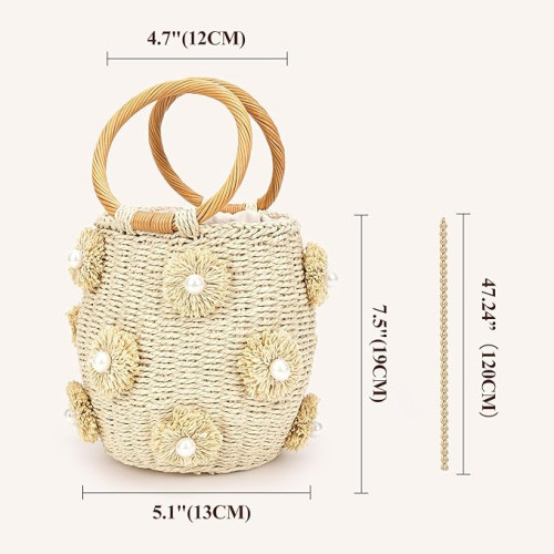 Handcrafted Woven Women's Handbag手工編織女士手提包草編籃式 Handcrafted Woven Women's Handbag手工編織女士手提包草編籃式