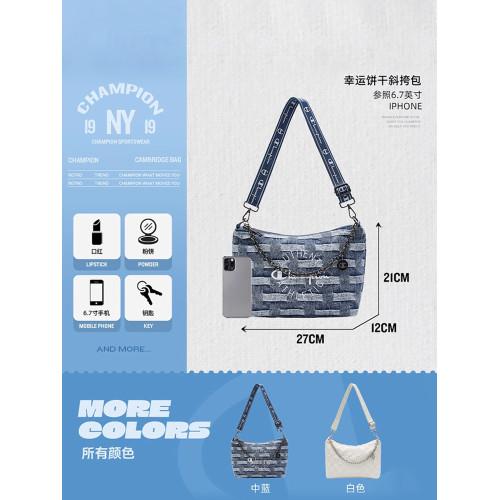 Champion冠軍官方大氣風斜後後背包腋下包幸運餅乾包女大學生單肩包