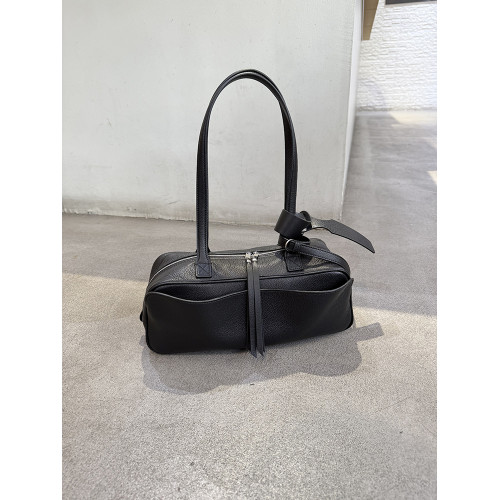 頭層牛皮波士頓保齡球腋下包女新款真皮大容量單肩包通勤枕頭包潮