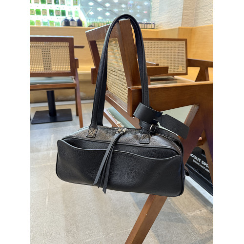 頭層牛皮波士頓保齡球腋下包女新款真皮大容量單肩包通勤枕頭包潮