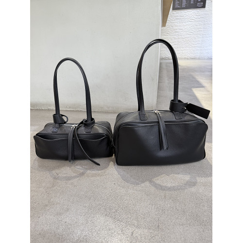 頭層牛皮波士頓保齡球腋下包女新款真皮大容量單肩包通勤枕頭包潮