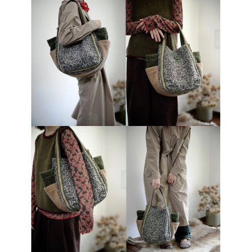 housedesign原創新設計復古大容量托特包2025秋冬通勤毛絨單肩包