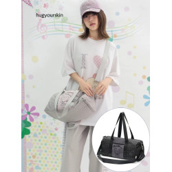 韓國小衆hugyourskin包刺綉熊波點聯名單肩斜後後背包HUGYOURSKIN包包