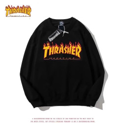 美版經典潮牌嘻哈火焰衛衣男女情侶純棉寬鬆運動休閒圓領套頭外套