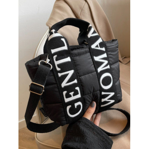 字母尼龍棉服小包包女上班通勤手提水桶包冬季百搭單肩斜背手拎包 字母尼龍棉服小包包女上班通勤手提水桶包冬季百搭單肩斜背手拎包