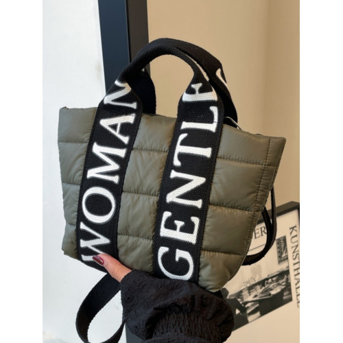 字母尼龍棉服小包包女上班通勤手提水桶包冬季百搭單肩斜背手拎包 字母尼龍棉服小包包女上班通勤手提水桶包冬季百搭單肩斜背手拎包