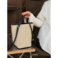 手提亞麻菜籃子包包女式2025新款上班通勤大容量單肩水桶包托特包