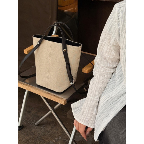 手提亞麻菜籃子包包女式2025新款上班通勤大容量單肩水桶包托特包