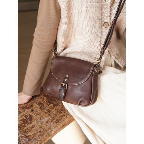 轉山真皮馬鞍包新款女包潮時尚百搭復古植鞣牛皮文藝包單肩斜後後背包