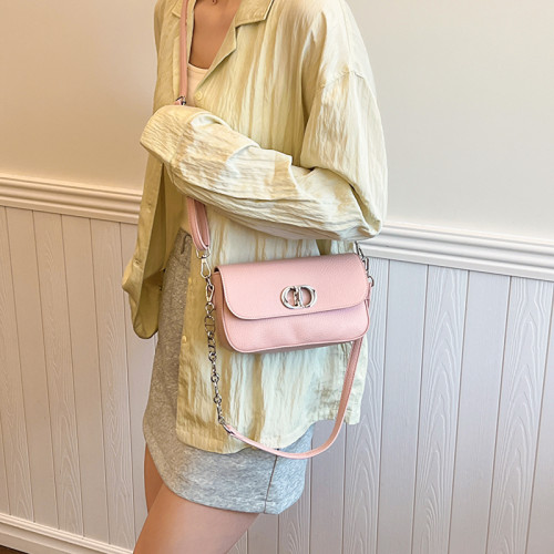 2024春季新款時尚簡約小衆單肩包斜後後背包唯美個性小方包潮流包包女