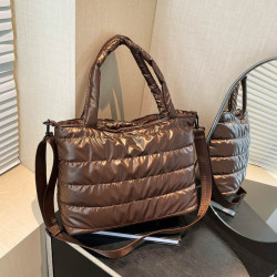 今年流行秋冬棉服包休閒時尚大容量托特軟包帆布單肩斜後後背包購物袋