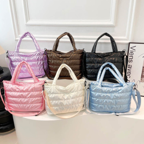 今年流行秋冬棉服包休閒時尚大容量托特軟包帆布單肩斜後後背包購物袋