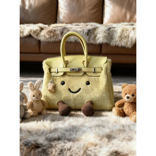 2025秋冬毛絨小挎包新款bk小精靈鉑金包凱莉包大容量單肩托特包女