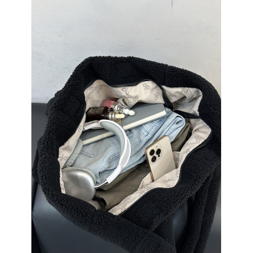 ALO羊羔絨托特包女2025新款大容量百搭單肩包休閒簡約逛街手提包