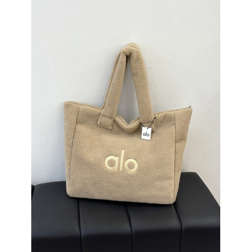 ALO羊羔絨托特包女2025新款大容量百搭單肩包休閒簡約逛街手提包