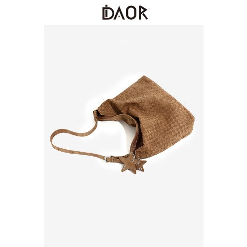 DAOR秋冬大號麂皮編織包包大容量托特包女2025新款通勤單肩斜後後背包