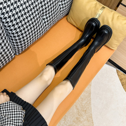 內增高小個子厚底長靴子不過膝高筒騎士靴2026秋新款粗跟長筒靴女