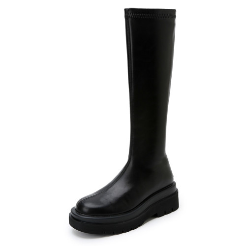 內增高小個子厚底長靴子不過膝高筒騎士靴2026秋新款粗跟長筒靴女