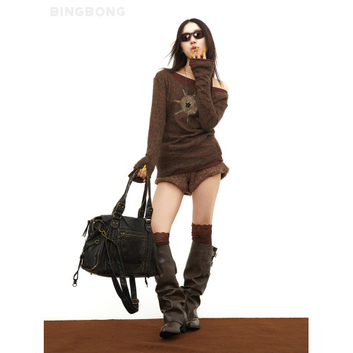 BINGBONG|法式復古機車包單肩斜後後背包托特包大包女大容量包包