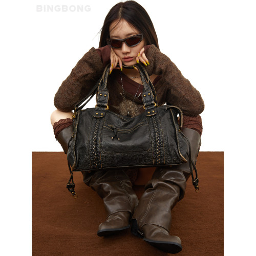 BINGBONG|法式復古機車包單肩斜後後背包托特包大包女大容量包包