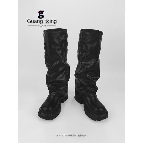 光杏原創褶皺堆堆靴女2026早秋厚底增高褲琯靴西部長筒靴騎士靴女