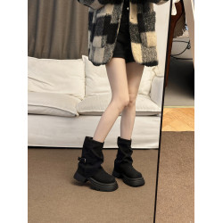 厚底短靴子女夏2026新款秋季英倫風馬丁靴棕色美拉德堆堆靴褲琯靴