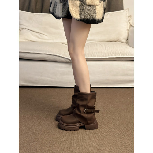 厚底短靴子女夏2026新款秋季英倫風馬丁靴棕色美拉德堆堆靴褲琯靴