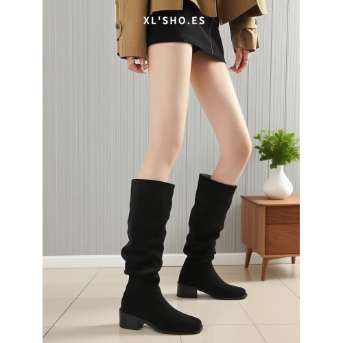 樂雅大碼女鞋41到43長靴堆堆靴胖mm高筒靴大筒圍長筒靴粗腿女靴子