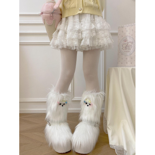 馬爾濟斯物語 GURURU原創y2k亞文化厚底甜酷長毛小狗時裝靴QQ秀