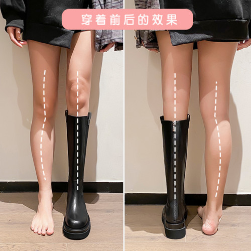 牛皮版騎士靴女秋冬加絨高筒菸筒靴子內增高馬丁靴厚底不過膝長靴