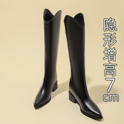 內增高長筒靴女2025年新款秋冬季小個子高筒騎士長靴子小碼313233