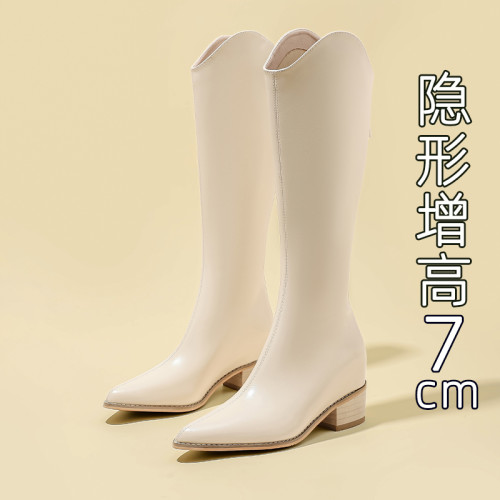 內增高長筒靴女2025年新款秋冬季小個子高筒騎士長靴子小碼313233
