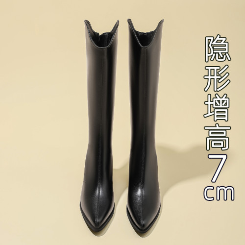 內增高長筒靴女2025年新款秋冬季小個子高筒騎士長靴子小碼313233