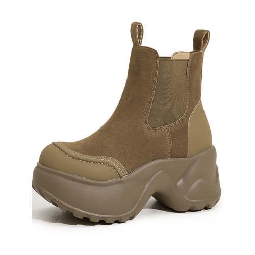 菸筒靴女款2025新款秋季厚底百搭防滑軟底小個子短筒靴子工裝靴