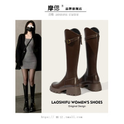 厚底騎士靴女2026新款秋冬季棕色顯瘦粗腿胖mm大筒圍高筒長筒靴子