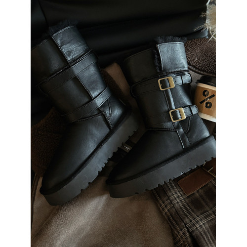 品牌真皮中筒騎士雪地靴女2025新款冬季加絨加厚保暖防水厚底棉鞋