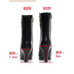 中筒靴高跟女2025秋冬季加絨保暖中年女士靴子氣質高跟時裝靴棉靴