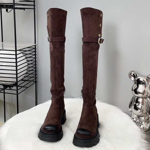 長筒靴女2025新款秋冬爆款加絨靴子厚底高筒靴高個子過膝長靴